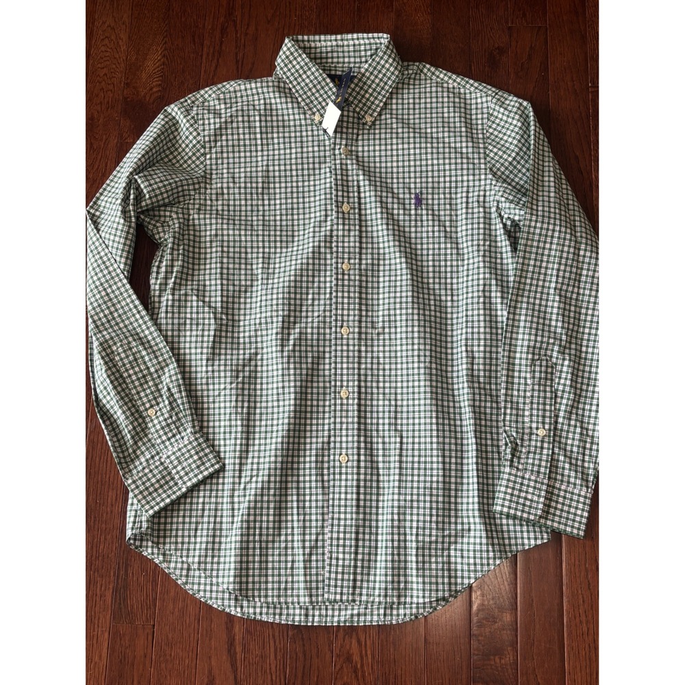 Polo Ralph Lauren Shirt Mens M Green Plaid Check Classic Fit Cotton NWT